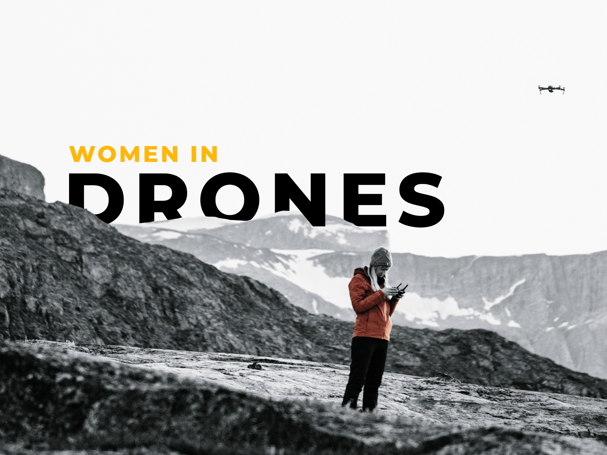 Woman operates a drone